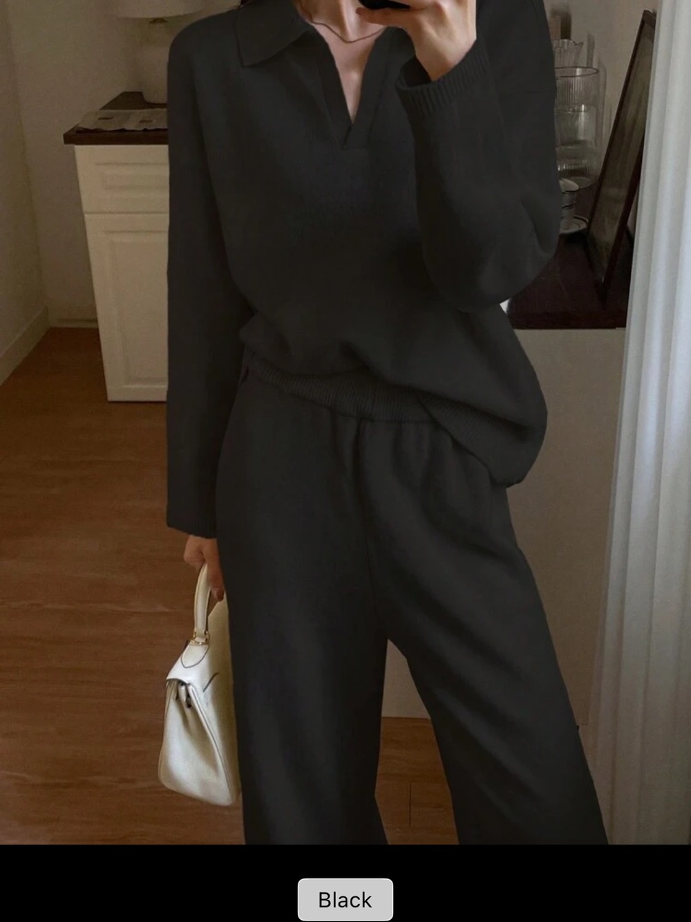 Black Relaxed Knit 2 piece set  - Women's Casual Pull-On